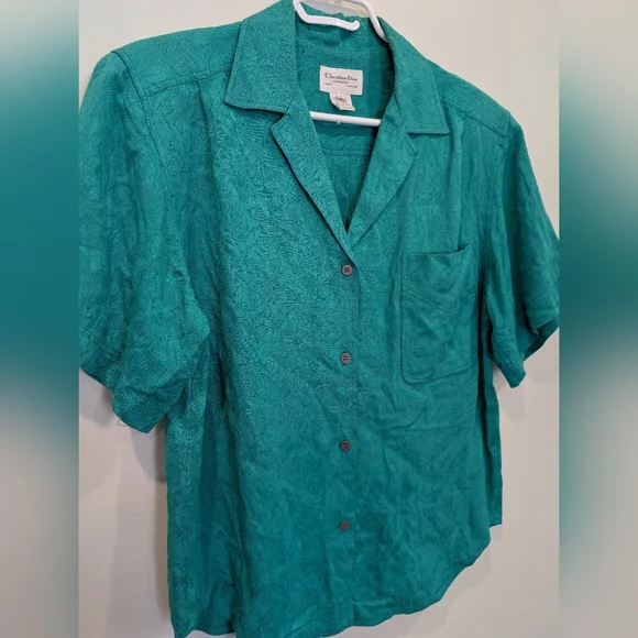 Vintage Christian Dior Separates Emerald Green Blouse – Size 10 - Picture 2 of 6